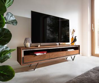 TV stolík Stonegrace 175 cm Akácia hnedá kamenina 3 zásuvky 1