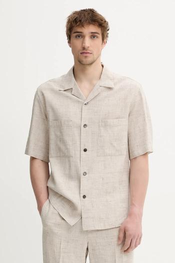 Košeľa BARENA VENEZIA Camicia Mola béžová farba, voľný strih, CAU5073.4150