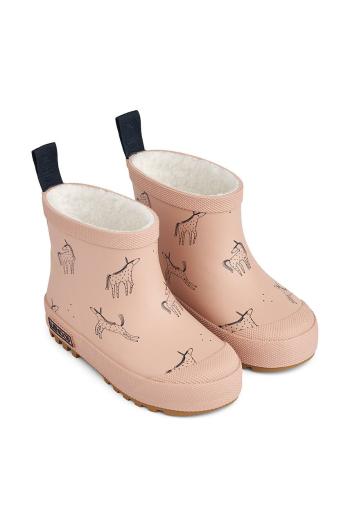 Detské gumáky Liewood Jesse Thermo Rainboot ružová farba, LW13042