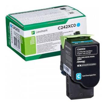 Lexmark originál toner C242XC0, cyan, 3500str., extra high capacity, return, Lexmark C2425dw,C2535dw,MC2425adw,MC2535adwe,MC2640ad, azurová