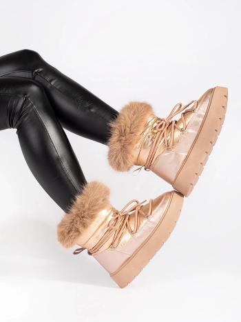 Trendy zlaté snežné topánky na platforme pre ženy