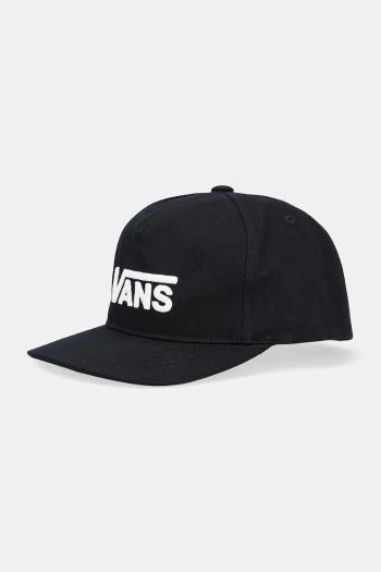 Detská bavlnená šiltovka Vans Drop V Logo Snapback čierna farba, VN000Q19BLK1