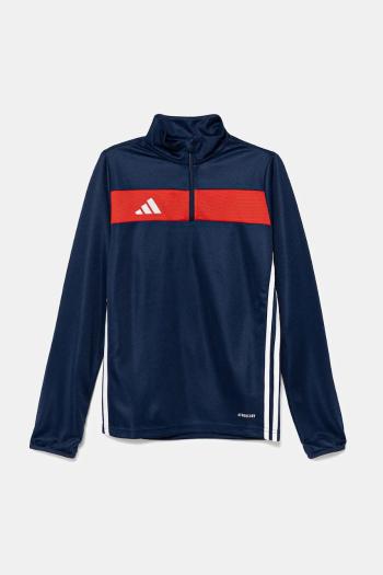 Detská mikina adidas Performance tmavomodrá farba, s kapucňou, s nášivkou, JD0566