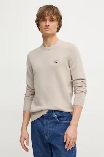 Bavlnený sveter Calvin Klein Jeans béžová farba, tenký, J30J326745