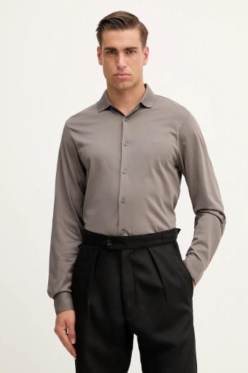 Bavlnená košeľa Armani Exchange šedá farba, regular, s klasickým golierom, XM001370 AF10364