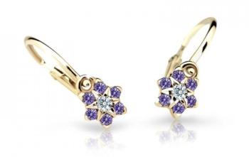 Cutie Jewellery Pôvabné detské náušnice zo žltého zlata C2152-10-X-1 fialová
