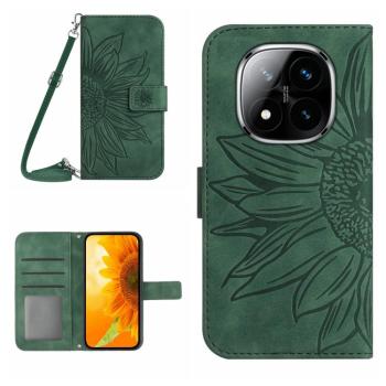 ART SUNFLOWER Peňaženkový obal so šnúrkou pre Xiaomi Redmi Note 14 Pro zelený