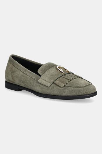 Semišové mokasíny Furla Chic Loafer zelená farba, na plochom podpätku, YJ74HIC Y61000 2810S