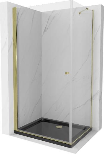MEXEN/S - Pretória sprchovací kút 100x90, transparent, zlatá + sprchová vanička vrátane sifónu 852-100-090-50-00-4070G