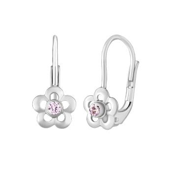 Silvego Detské strieborné náušnice kvetinky so Swarovski® Zirkóny SILVEGOB70164LP