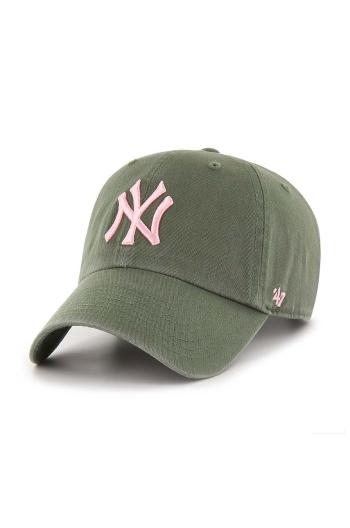 Bavlnená šiltovka 47 brand MLB New York Yankees zelená farba, s nášivkou, B-NLRGW17GWS-MSA