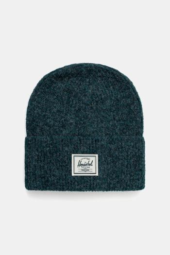 Čiapka s prímesou vlny Herschel Super Soft zelená farba, 50481-06551-OS