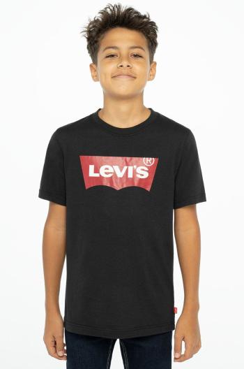 Detské tričko Levi's čierna farba, s potlačou