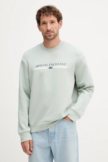 Mikina Armani Exchange zelená farba, s potlačou, XM000982 AF10818