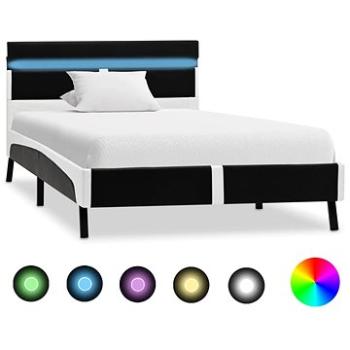 Shumee s LED svetlom čierny umelá koža 90 × 200 cm, 280302