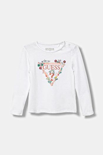 Tričko s dlhým rukávom pre bábätká Guess biela farba, A5YI03 K6YW4