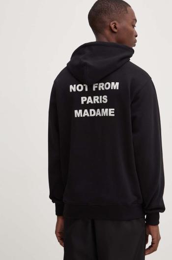 Bavlnená mikina Drôle de Monsieur Le Hoodie Slogan pánska, čierna farba, s kapucňou, s potlačou, PERM-HO162-CO127-BL