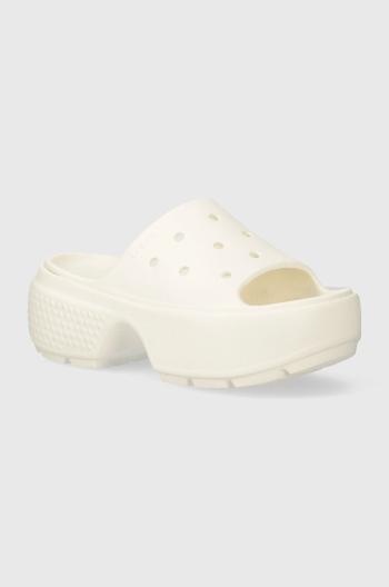 Šľapky Crocs Stomp Slide dámske, béžová farba, na platforme, 209346
