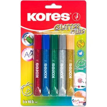 KORES Glitter glue 5× 10,5 ml, s trblietkami (9023800750006)