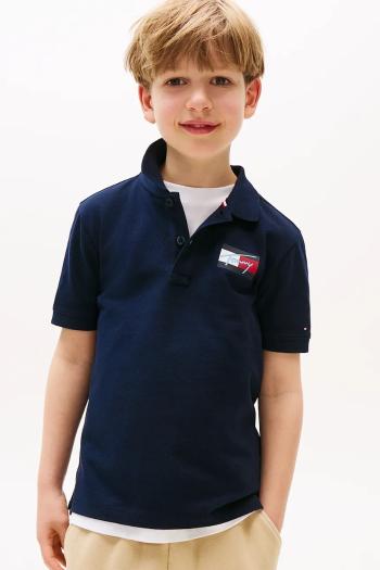 Detská bavlnená polokošeľa Tommy Hilfiger tmavomodrá farba, jednofarebná, KB0KB09711