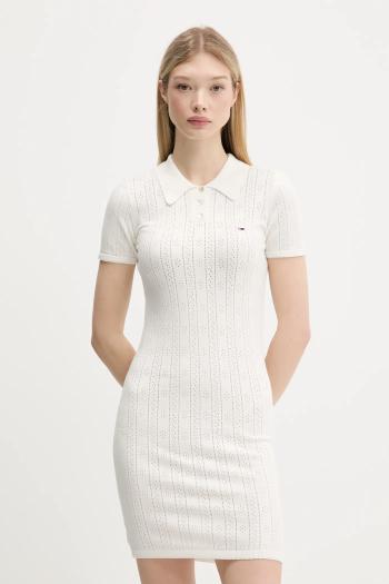 Šaty Tommy Jeans béžová farba, mini, priliehavé, DW0DW20874