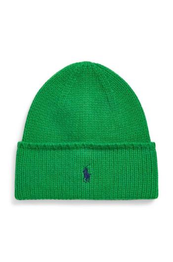 Vlnená čiapka Polo Ralph Lauren zelená farba, vlnená, 455954355