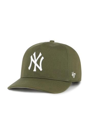 Bavlnená šiltovka 47 brand MLB New York Yankees zelená farba, jednofarebná, B-FHTCH17GWP-SW