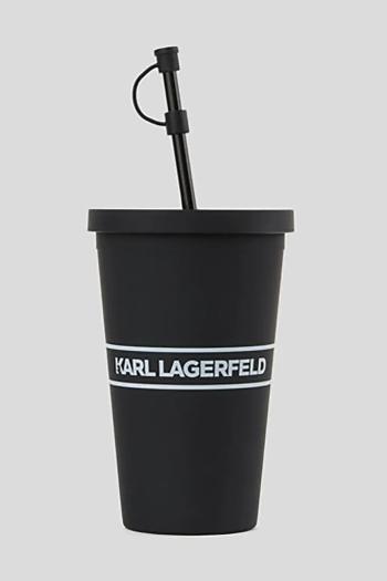 Pohár so slamkou Karl Lagerfeld Essential To Go čierna farba, A1W42017