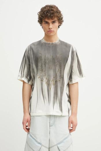Bavlnené tričko Marcelo Burlon Fire Heart Spray Boxy T-Shirt Ecru Mediu pánske, béžová farba, vzorované, CMAA05AS25JER0096F06