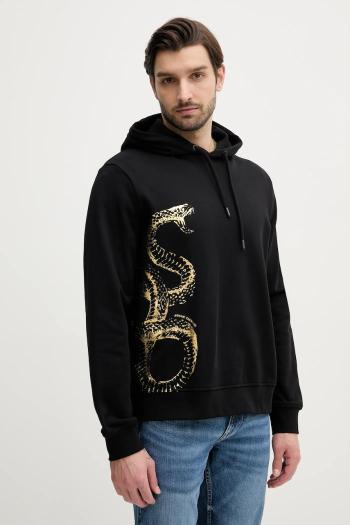 Bavlnená mikina Armani Exchange pánska, čierna farba, s kapucňou, s potlačou, XM000217 AF10830