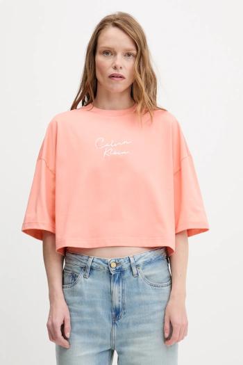 Bavlnené tričko Calvin Klein Jeans dámske, oranžová farba, LV047C202G
