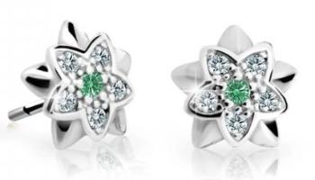 Cutie Jewellery Detské náušnice z bieleho zlata C2210-30-X-2 zelená