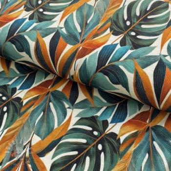 Úplet VISCOSE Rustling leaves orange digital print