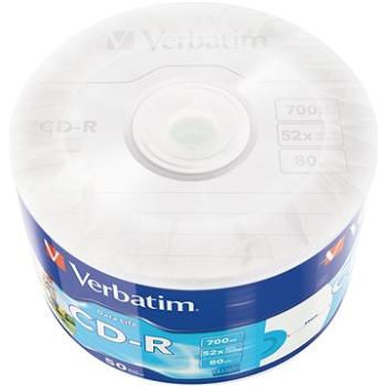 VERBATIM CD-R 700MB, 52×, printable, wrap 50 ks (43794)