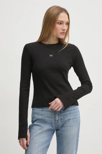 Tričko s dlhým rukávom Calvin Klein Jeans dámske, čierna farba, J20J224760