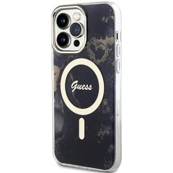 Guess Marble IML MagSafe Kompatibilný Zadný Kryt na iPhone 13 Pro Max Black (GUHMP13XHTMRSK)