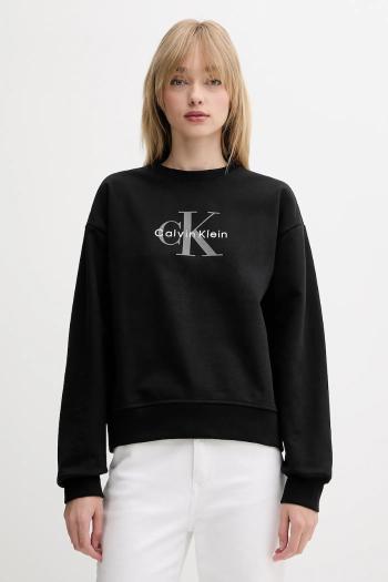 Mikina Calvin Klein Jeans čierna farba, s potlačou, LV047B234G