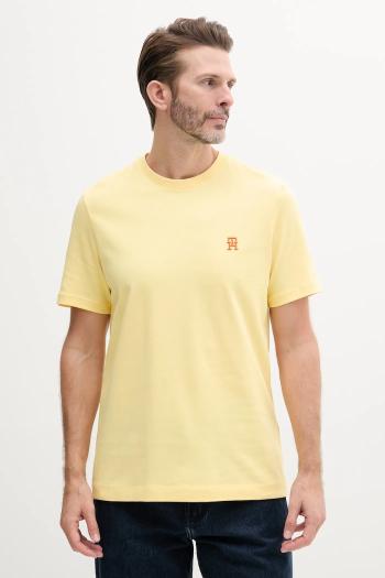 Bavlnené tričko Tommy Hilfiger pánske, žltá farba, s nášivkou, MW0MW39256