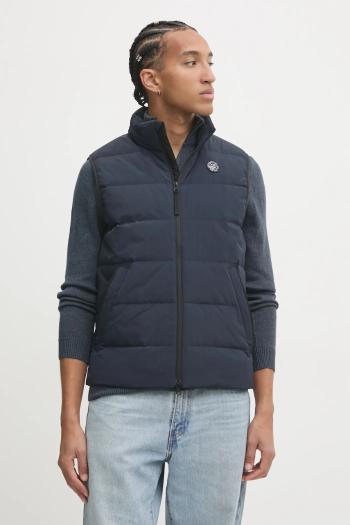 Páperová vesta Abercrombie & Fitch pánska, tmavomodrá farba, prechodná, KI132-4152