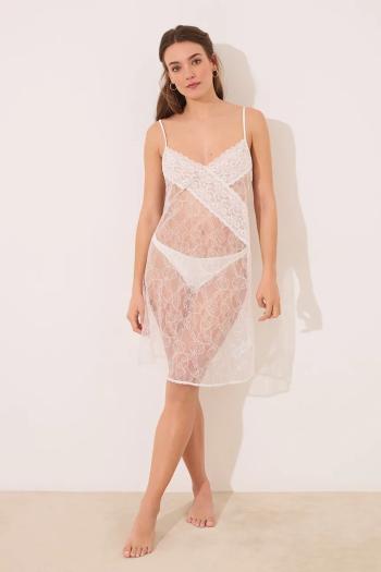 Nočná košeľa women'secret dámska, biela farba, čipkovaná, 3419151