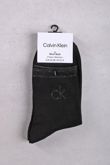 Čierne ponožky CKJ Women Short Sock 2P Shiny Logo - dvojbalenie