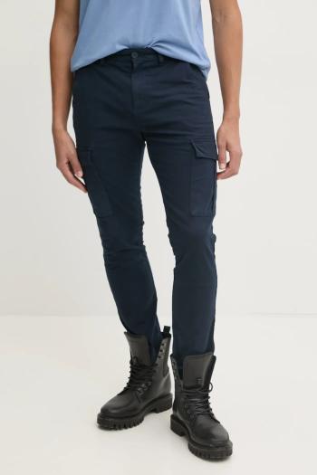 Nohavice Tommy Jeans pánske, tmavomodrá farba, strih cargo, DM0DM20281