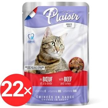 Plaisir Cat kapsička, hovädzie + morka, 22× 100 g (8595657300143)