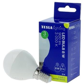 TESLA LED žiarovka miniglobe BULB E14, 8 W, teplá biela (MG140830-7)