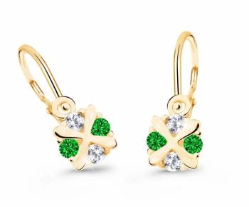 Cutie Jewellery Zlaté detské náušnice C2153-10-X-1 zelená