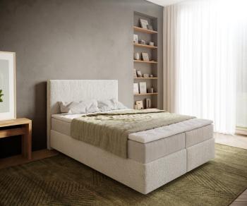 Boxspringová posteľ Dream-Well 140x200 cm bouclé krémovo biela