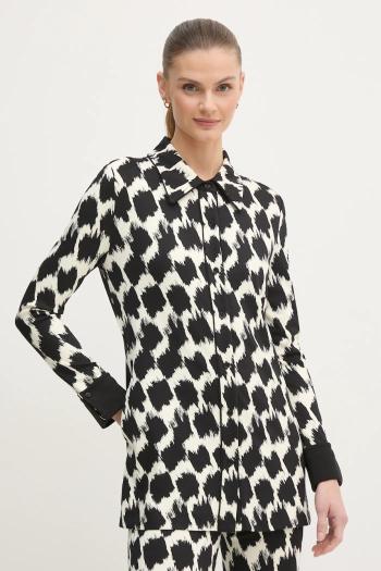 Košeľa DIANE VON FURSTENBERG dámska, čierna farba, regular, s klasickým golierom, DVFBL4S015