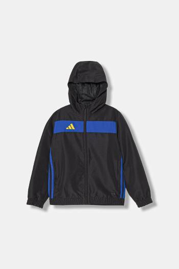 Detská mikina adidas Performance čierna farba, s kapucňou, jednofarebná, JX2223