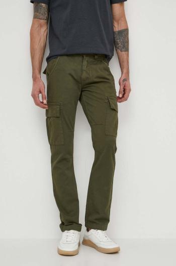 Bavlnené nohavice Alpha Industries Agent 158205.142, zelená farba, rovné