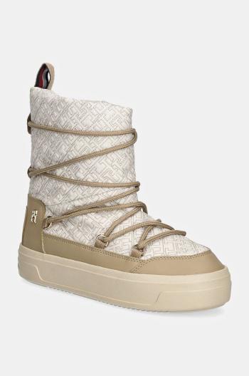 Snehule Tommy Hilfiger LACE-UP MONOGRAM SNOWBOOT béžová farba, FW0FW08430